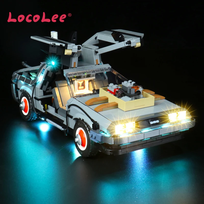 LocoLee led ışık Seti 10300 Yaratıcı Delorean Geri Gelecek Zaman Makinesi Araba Modeli Yapı Taşları Oyuncak Sadece Aydınlatma Kiti