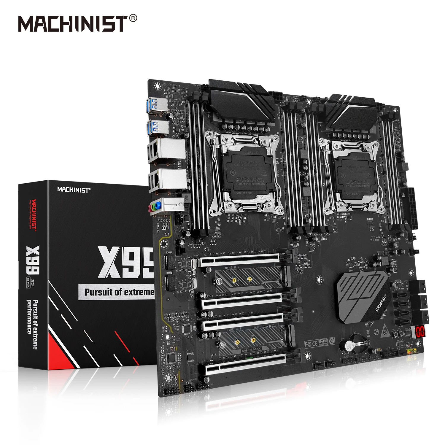 MAKİNİST X99 Çift CPU İşlemci Anakart LGA 2011-3 Desteği Intel Xeon E5 V3 ve V4 DDR4 RAM Bellek Sekiz Kanallı X99 D8 MAX