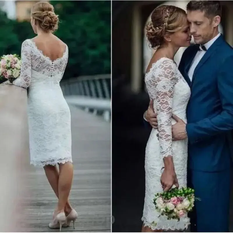 mariage robe de mariee suknia ślubna vestidos dantel kısa düğün elbisesi longue Resmi basit gelin vestido de novia