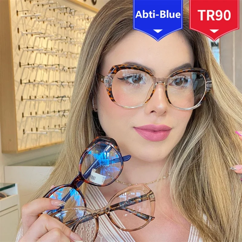 Marka Tasarımcısı Antiblue Gözlük Çerçeveleri Kadınlar 2022 Vintage Ayna Yuvarlak Cam Mavi Engelleme Erkekler Serin Oval Büyük Çerçeve Gözlük