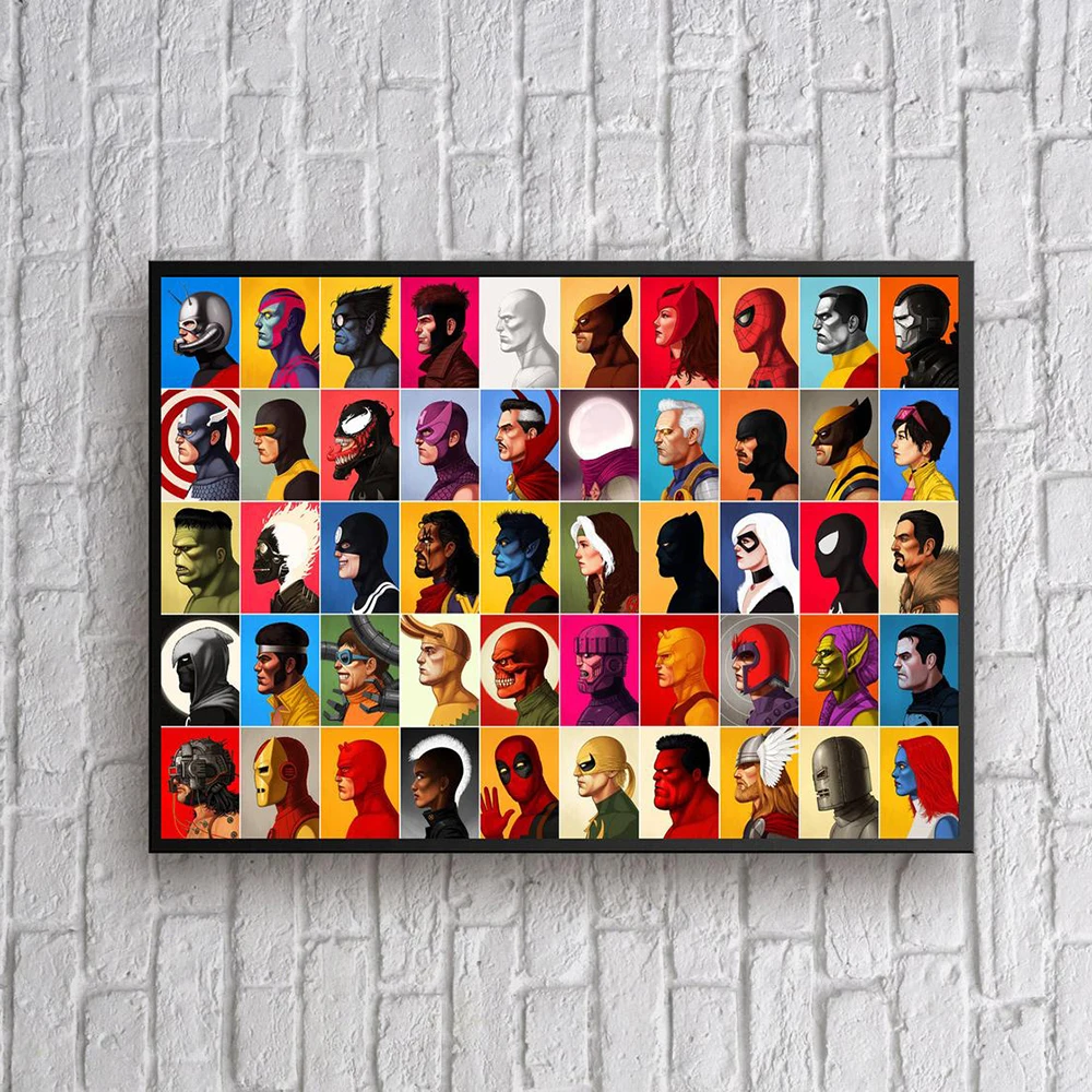 Marvel Nihai Süper Kahramanlar Avengers X-Men Deadpool Doktor Garip Tüm İyi Ve Kötü Karakterler Süper Kahramanlar Duvar Posteri