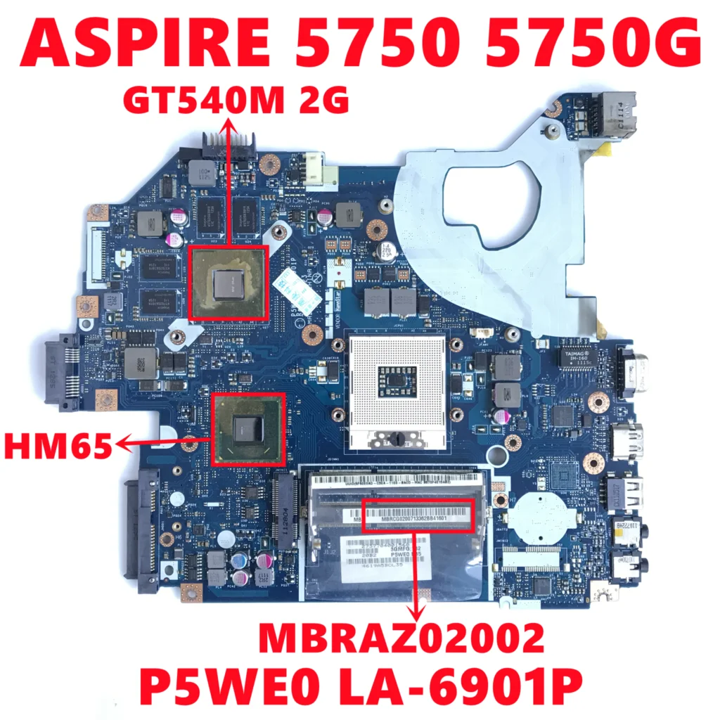 MBRAZ02002 Anakart İçin Acer ASPİRE 5750 5750G Laptop Anakart P5WE0 LA - 6901P İle N12P-GS-A1 2GB HM65 DDR3 %100 % Test TAMAM