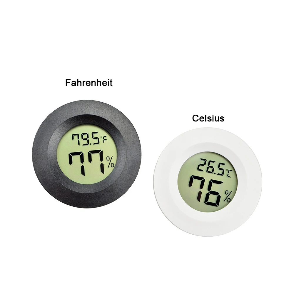 Mini LCD Dijital Termometre Higrometre Metre Yuvarlak Şekil LCD ekran Sürüngen Akvaryum Sıcaklık Nem Ölçer Dedektörü Aracı
