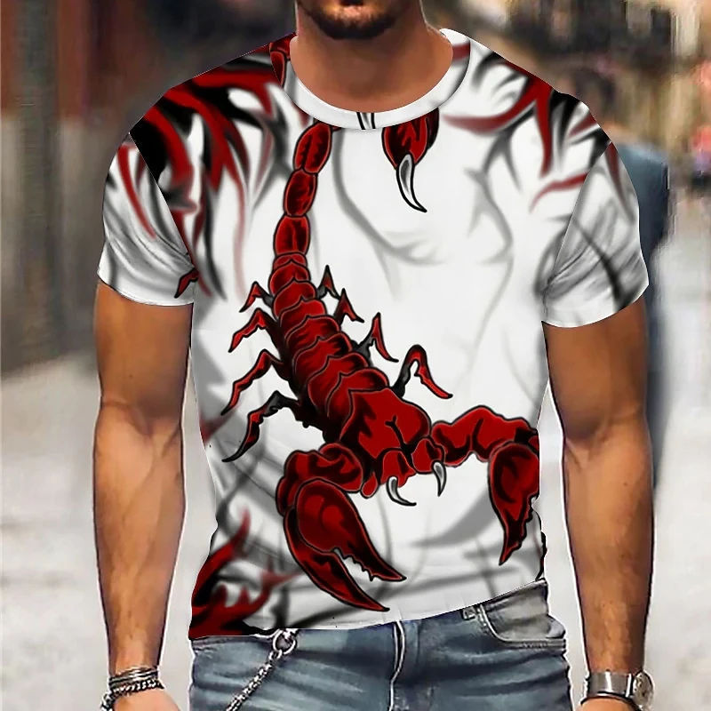 Moda Akrep T Shirt Erkek Korku 3D Baskılı T-Shirt Rahat Moda Kadın O-Boyun Kısa Kollu Streetwear Vintage Tees Tops