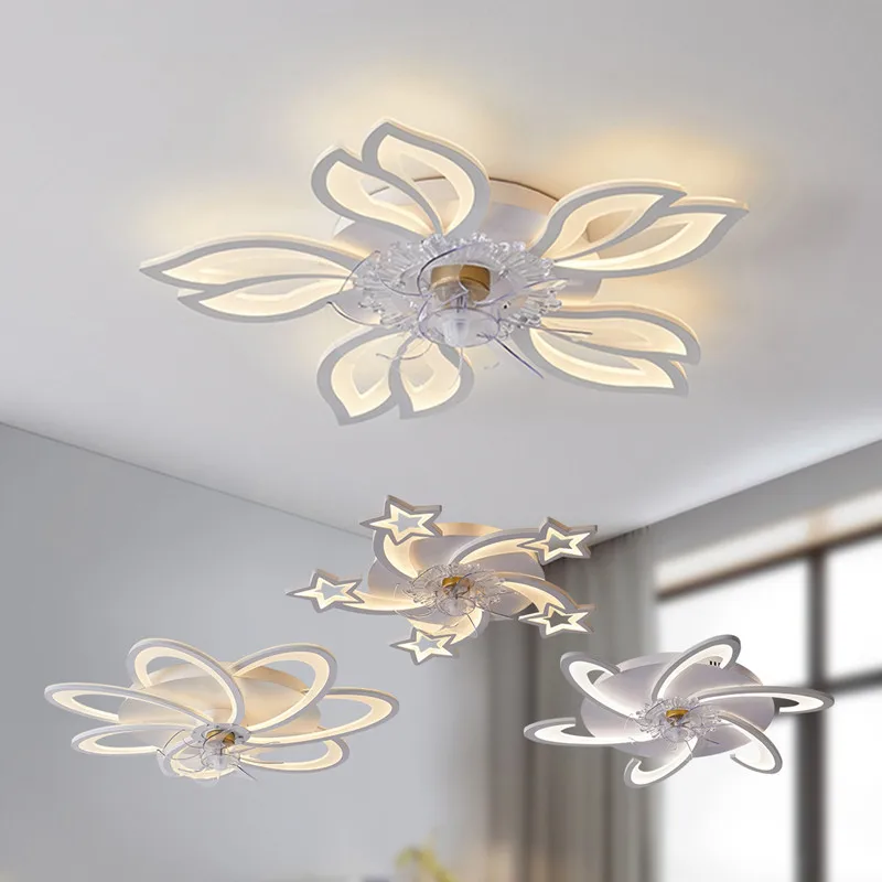 Modern Yeni Akıllı Yaratıcı LED ışıklı tavan fanı iç mekan aydınlatması Yatak Odası Ev Dekor için LED Yüksek Parlaklık Sessiz fan lambası