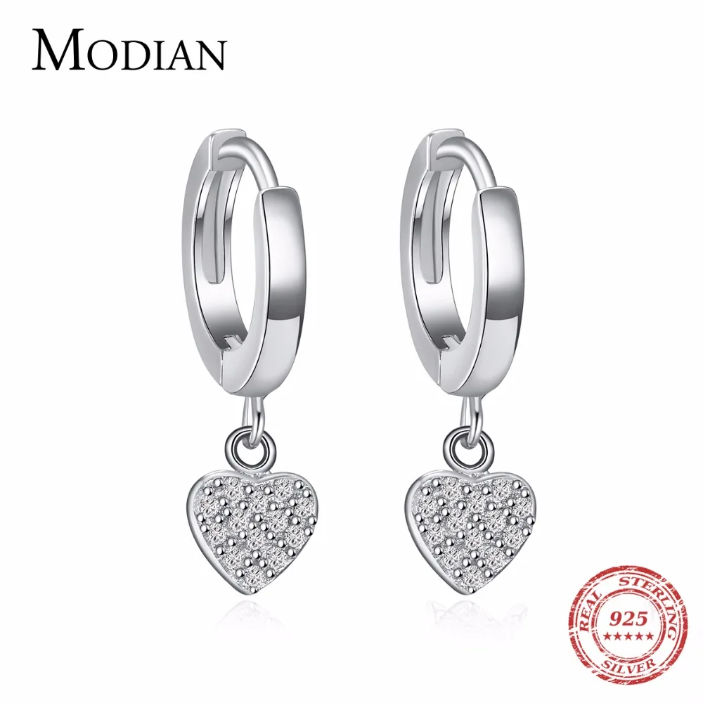Modian Yeni Lüks Katı 925 Ayar Gümüş Kalpler Yıldız Dangle Küpe Moda Gümüş Takı Kadınlar İçin Düğün Küpe Hediye