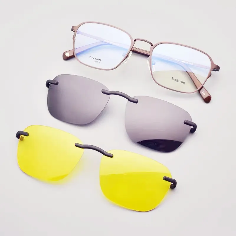 Mıknatıs Saf Titanyum Gözlük Tam Jant Optik Çerçeve Reçete Gözlük Erkekler Miyopi Vintage Gözlük Güneş Gözlüğü