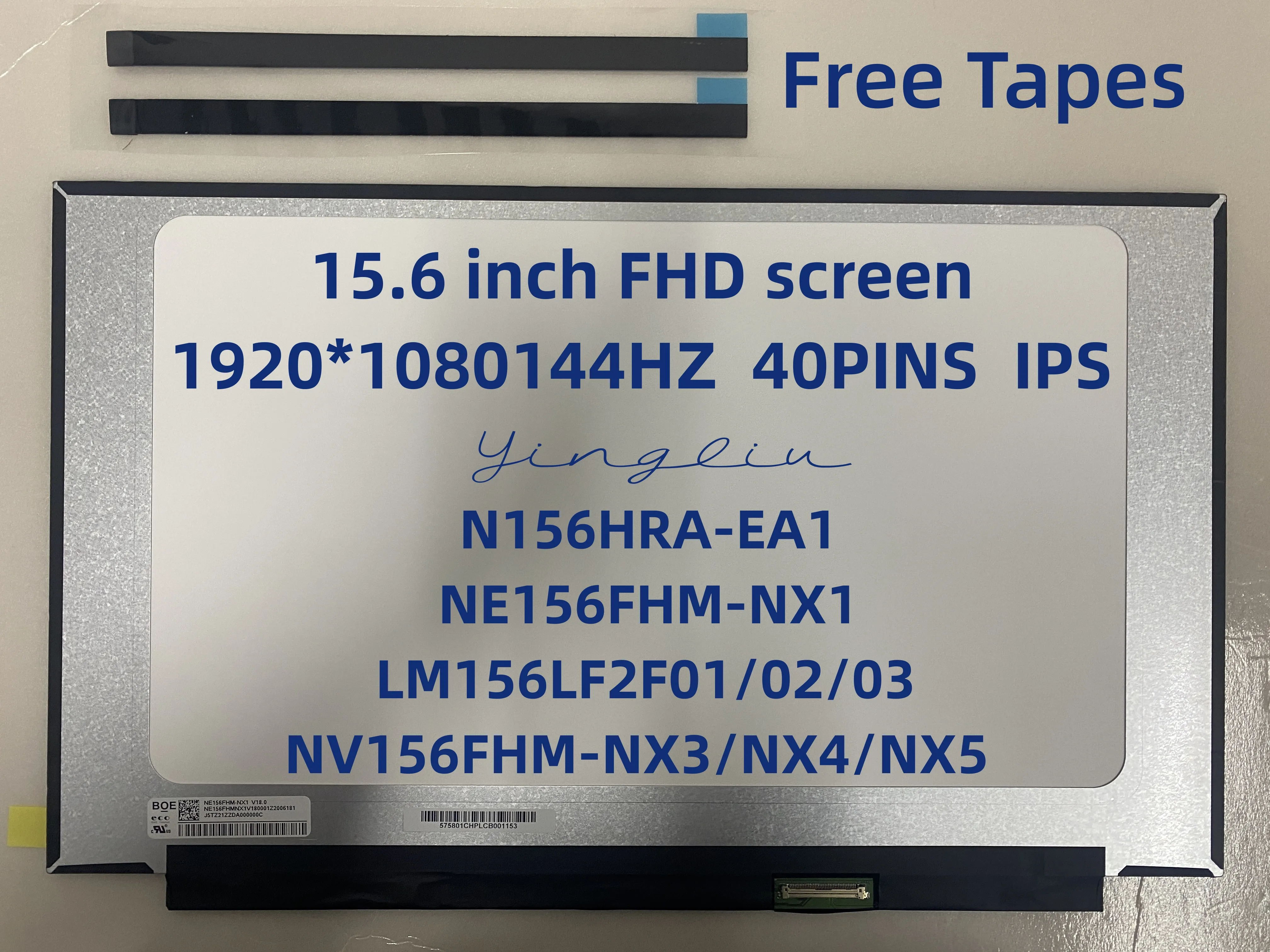 N156HRA-EA1 NE156FHM-NX1 LM156LF2F01/02 / 03 NV156FHM-NX3 / NX4 / NX5 B156HAN08. 4,15. 6 İnce matris laptop lcd ekranı paneli 144hz