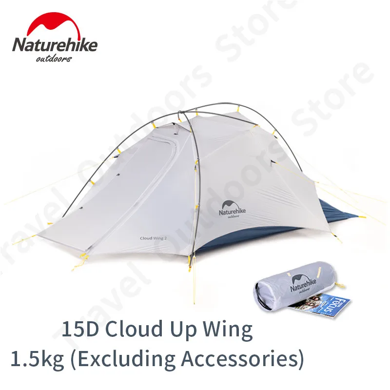 Naturehike Çadır 15D Bulut Up Kanat 1.5 KG Kamp Çadır 2 Kişi Ultralight Taşınabilir Açık Seyahat Çadır Su Geçirmez Yürüyüş Kamp