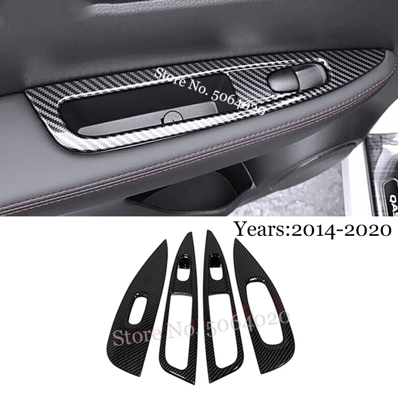 Nissan Qashqai için J11 Rogue Spor 2015-20 Araba Aksesuarları LHD ABS Karbon Kapı pencere camı Asansör Kontrol Anahtarı Paneli Kapak Trim