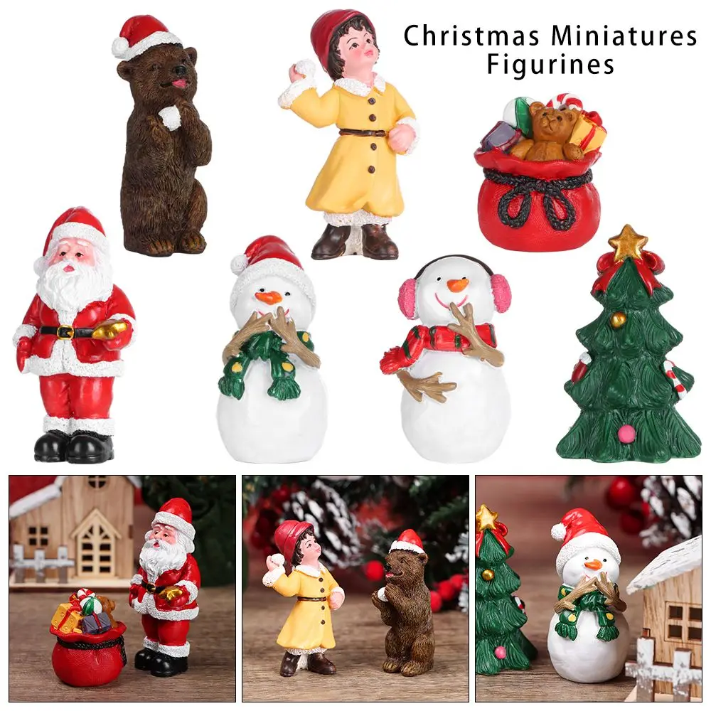 Noel Ağacı Noel Baba Peri Bahçe Dekor Masaüstü Süs Bebek Evi Noel Minyatürleri Figürler Mikro Peyzaj