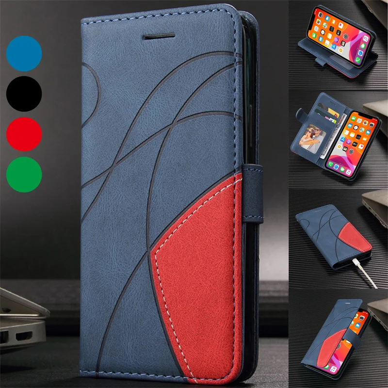 Onur X8 5G Durumda İki renkli Dikiş Deri Etui Onur X40 70X9X7 Magic4 50 Lite Telefon Kapak cüzdan kılıf kart tutucu Çapa