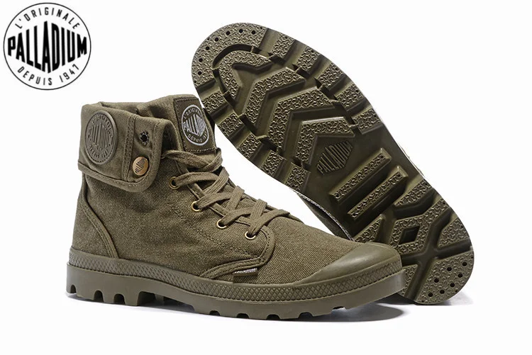 PALADYUM Pallabrouse Ordu yeşil Sneakers Dönüş yardım Erkekler Askeri yarım çizmeler Tuval rahat ayakkabılar Erkekler yürüyüş ayakkabısı Eur39-45