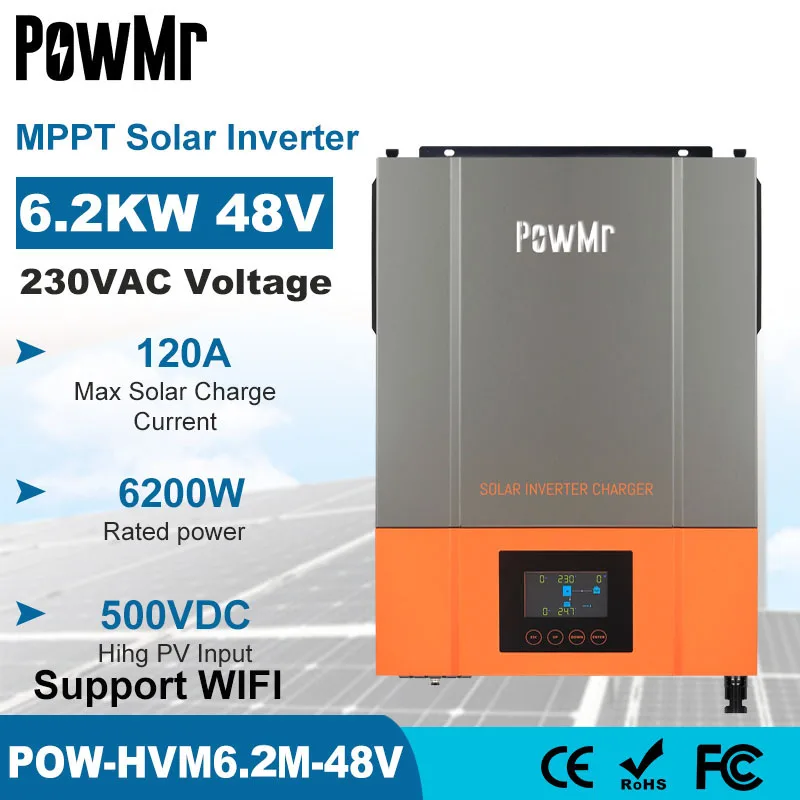 POWMR 6.2 KW hibrid güneş inverteri Saf Sinüs Dalga Inversor 48V 230VAC PV Girişi Max 500vdc MPPT 120A güneş şarj kontrol cihazı Desteği ı ı ı ı ı ı ı ı ı ı ı