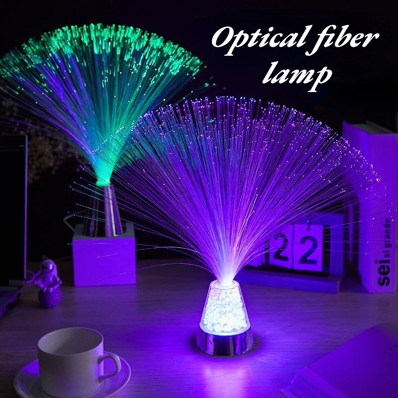 Renkli Fiber Optik Lamba LED Yıldız ışığı atmosfer ışığı Renk Değiştiren Kristal Gece Lambası Düğün Parti yılbaşı dekoru Lambası