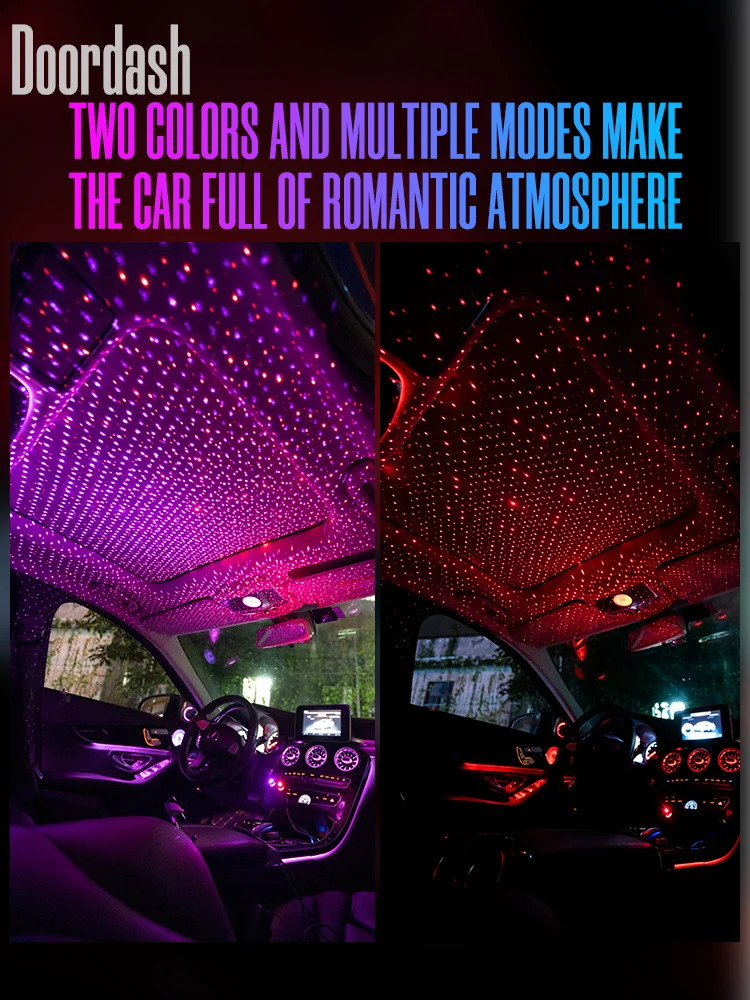 Renkli Galaxy Araba LED tavan ışığı Yıldız Gece Projektör Atmosfer İşıklar Lamba USB Dekoratif Lambalar Oto İç Dekor Araba için