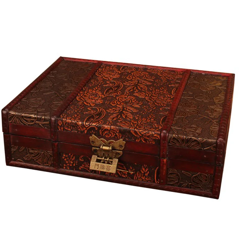 Retro Ahşap Takı saklama kutusu Antika Depolama Ahşap Kutu KİMLİK Kutusu Kilit Süsler Kozmetik Kutuları Ev Dekor Zanaat Hediye
