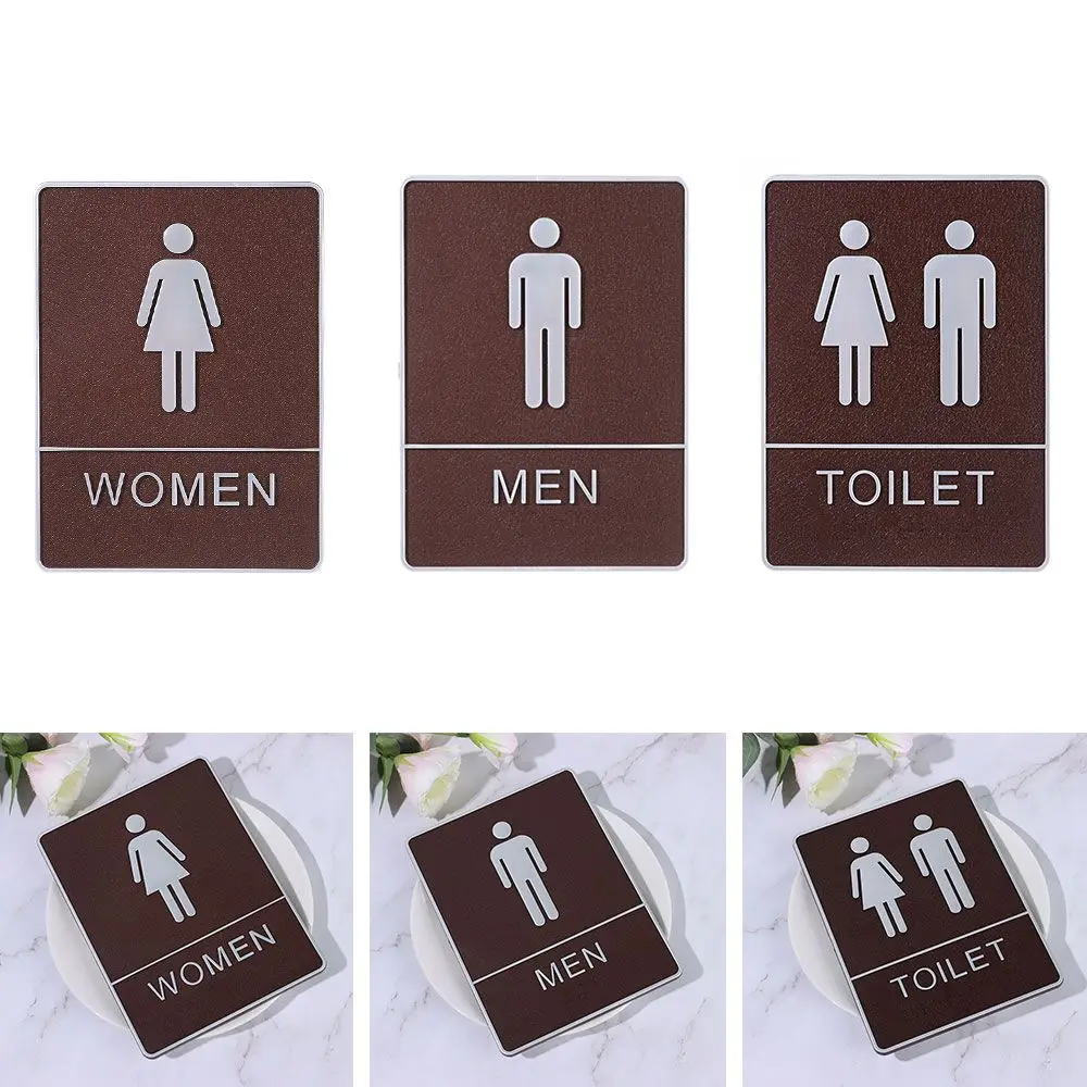Retro Kendinden yapışkanlı 20 * 15cm Dekoratif Levha Tuvalet İşaretleri Çıkartmalar İmitasyon Deri Erkek ve Kadın İşaretleyici WC Kapı Plak
