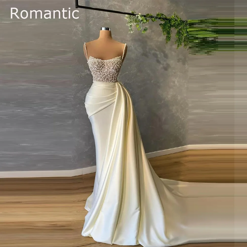 Romantik Mermaid Akşam Elbise 2022 Lüks Spagetti Kayışı balo elbisesi Glitter Boncuk Vestido De Fiesta Seksi Feestjurk Maat
