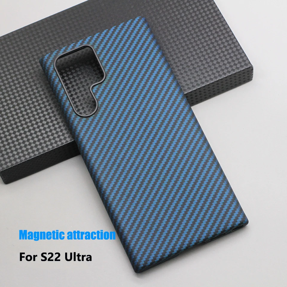 S22 Ultra Manyetik Aramid Elyaf Telefon Kılıfı Gerçek Saf Karbon Fiber Kılıf Samsung Galaxy S22 Ultra 5G Koruyucu arka kapak
