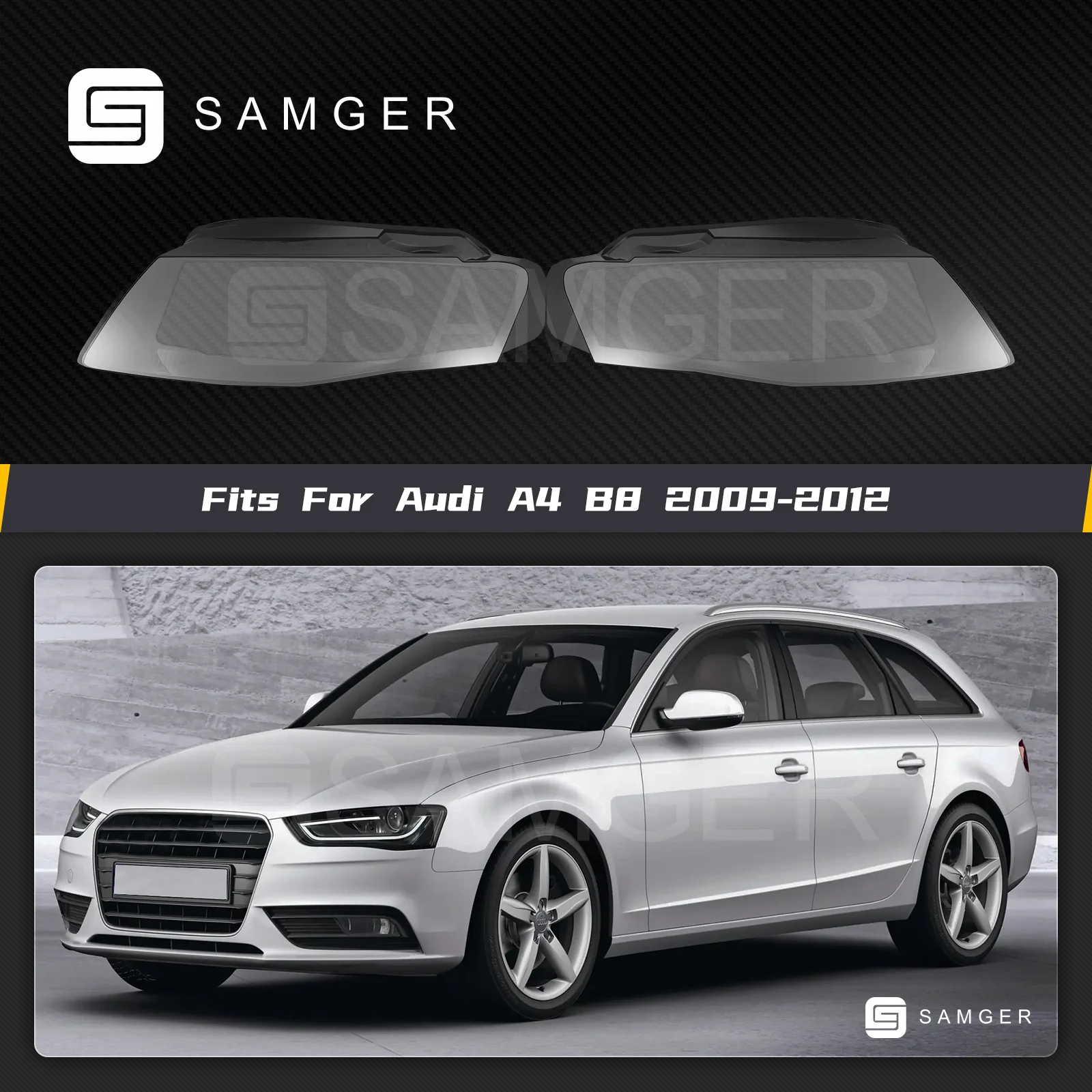 Samger 1 Çift Ön Far Kapağı Far Kabuk Şeffaf Abajur Lens Audi A4 B8 2009-2012 Araba Aksesuarları 8K0941029C