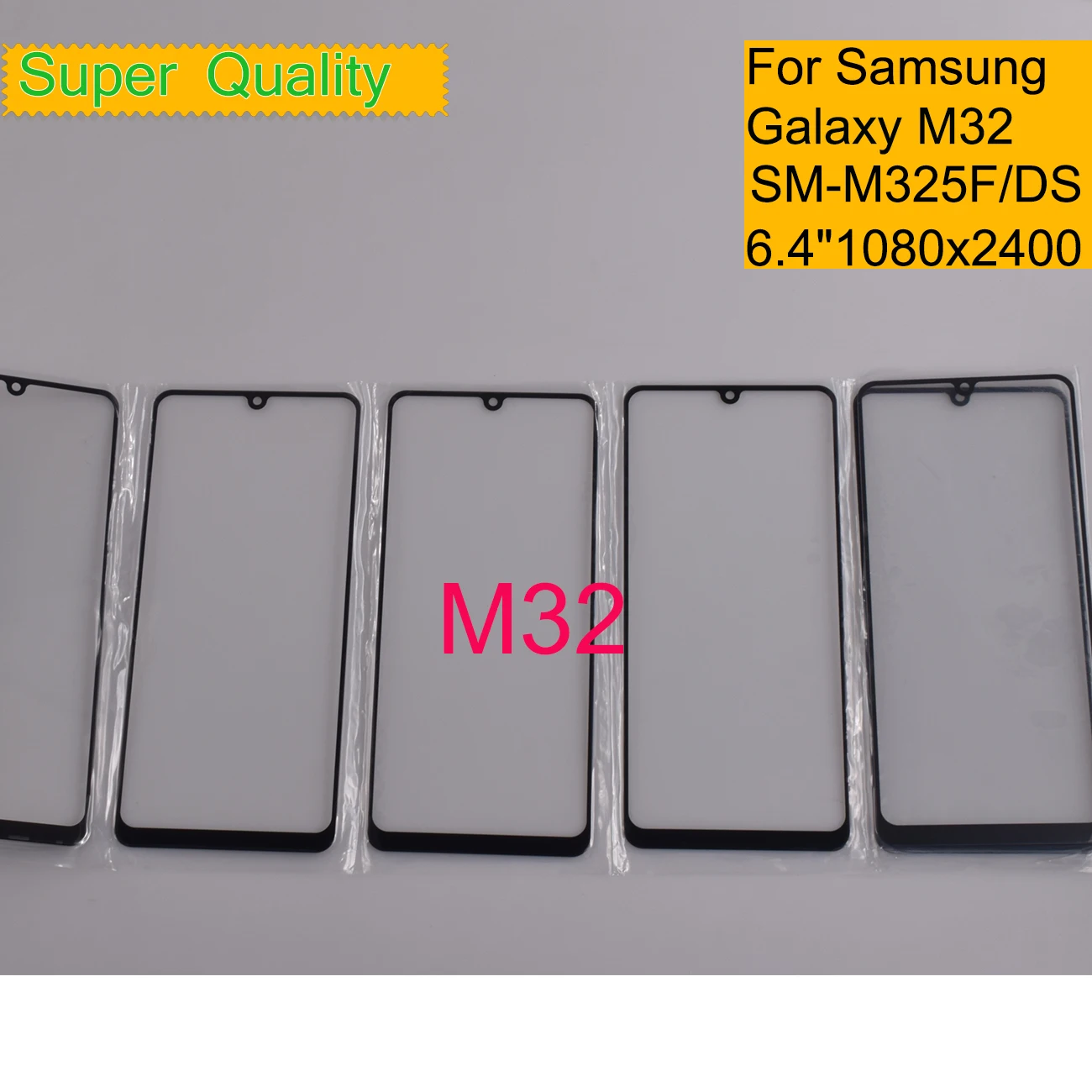 Samsung için yedek Galaxy M32 M325 Dokunmatik Ekran Ön Cam Panel LCD Dış Ekran Lens Ön Cam OCA Tutkal İle