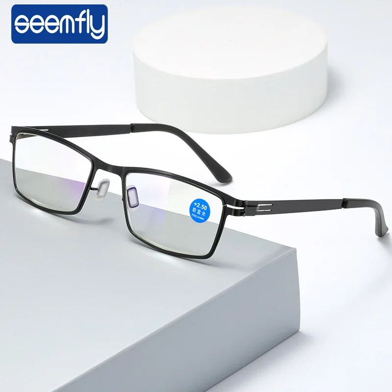 seemfly okuma gözlüğü Erkekler Iş Ultralight Tam Çerçeve Presbiyopi gözlük Okuyucu Erkekler optik Gözlük +1.0 1.5 2.0 2.5 3