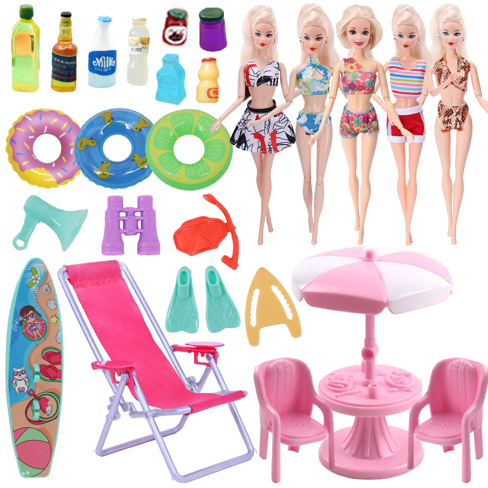 Seti Kombinasyonu Aksesuarları Barbie Dahil Çalışma / Yıkama / Mutfak / Doktor Malzemeleri / Yüzme / Oturma Mobilya Aksesuarları