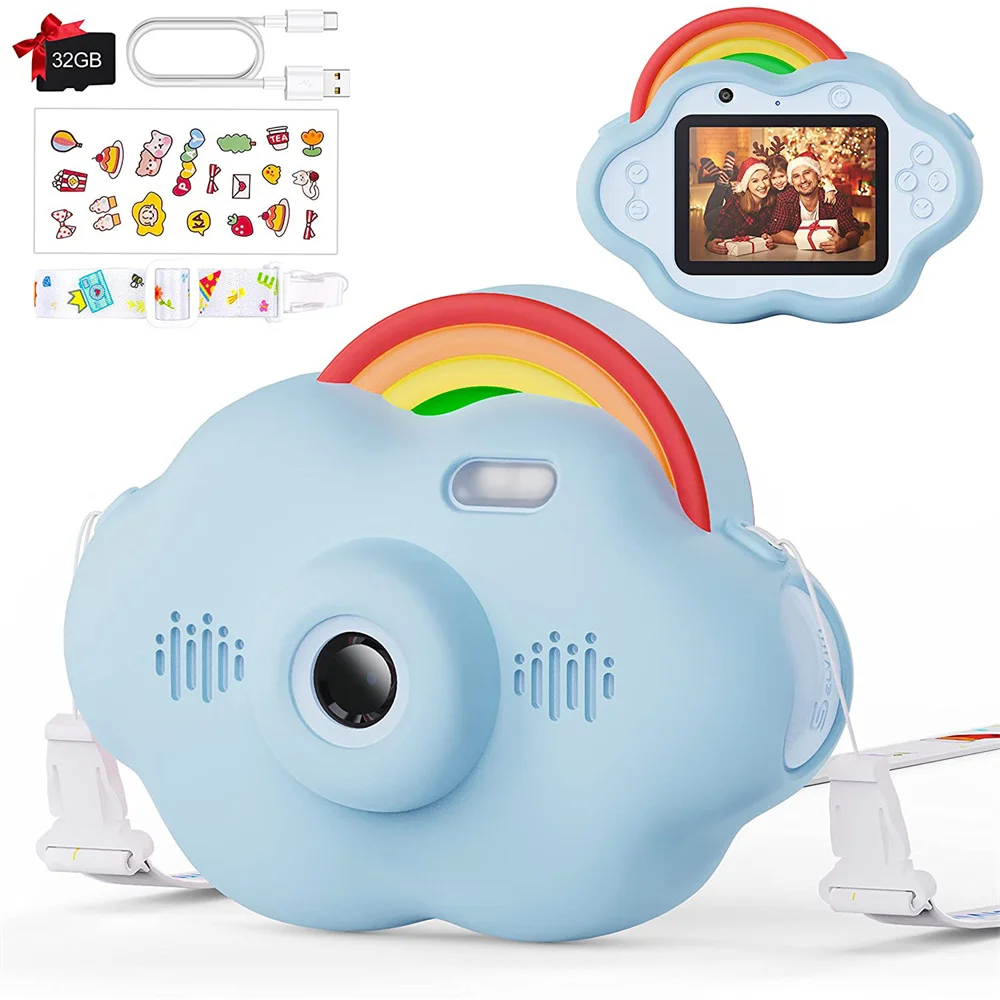 Sevimli Bulutlar Çocuklar Kamera Mini Eğitici Oyuncaklar Çocuklar İçin Bebek doğum günü hediyesi 32GB dijital kamera 1080P Projeksiyon Video Kamera