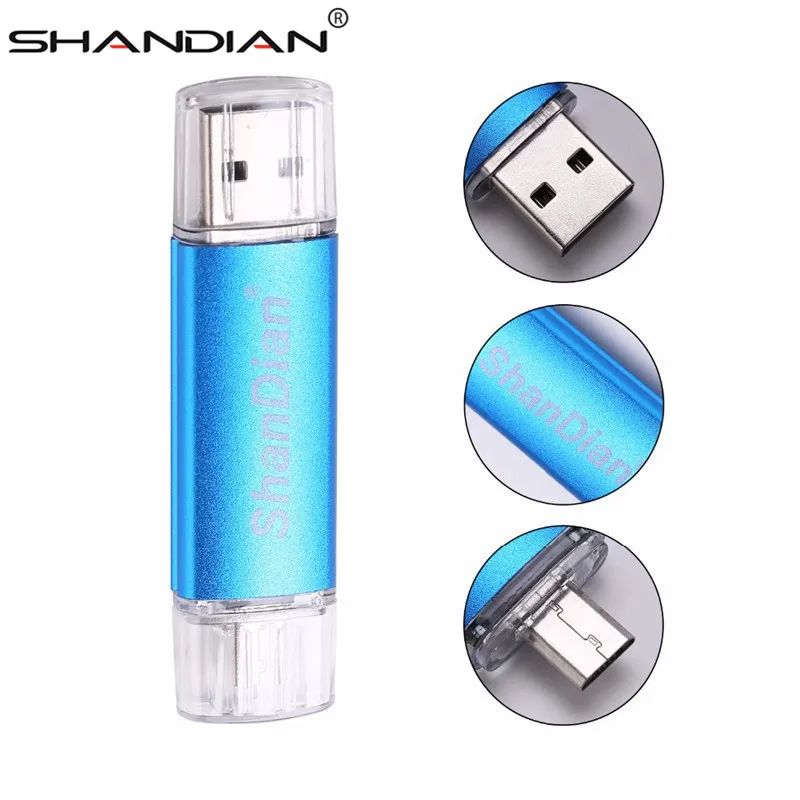 SHANDAIAN mini USB flash sürücü OTG Akıllı Telefon Pendrive 64GB 8GB 16GB 32GB 4USB Sopa Tablet PC Kalem sürücü USB Harici Depolama