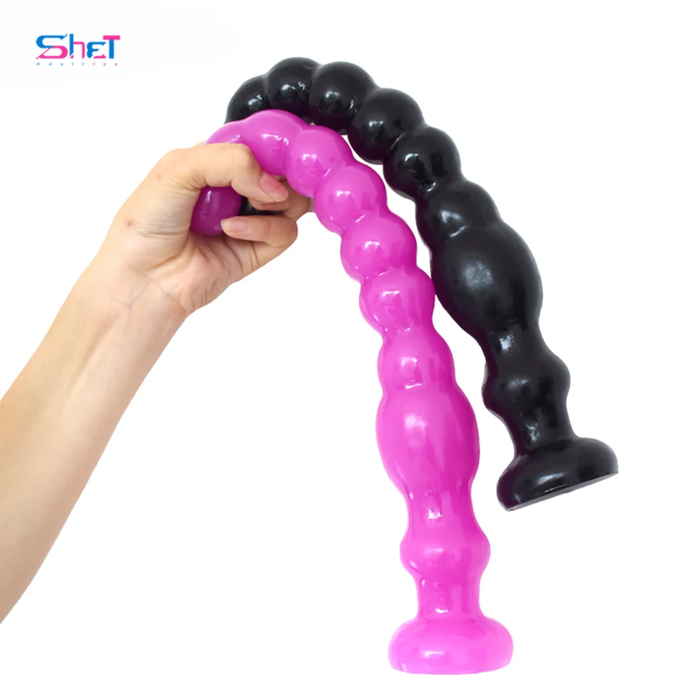 SHET 33cm Uzun Anal Plug Boncuk Vantuz ile Kadınlar için Seks Oyuncakları Anüs Topu Prostat Masajı Diyalizör Anal Yapay Penis Seks Shop