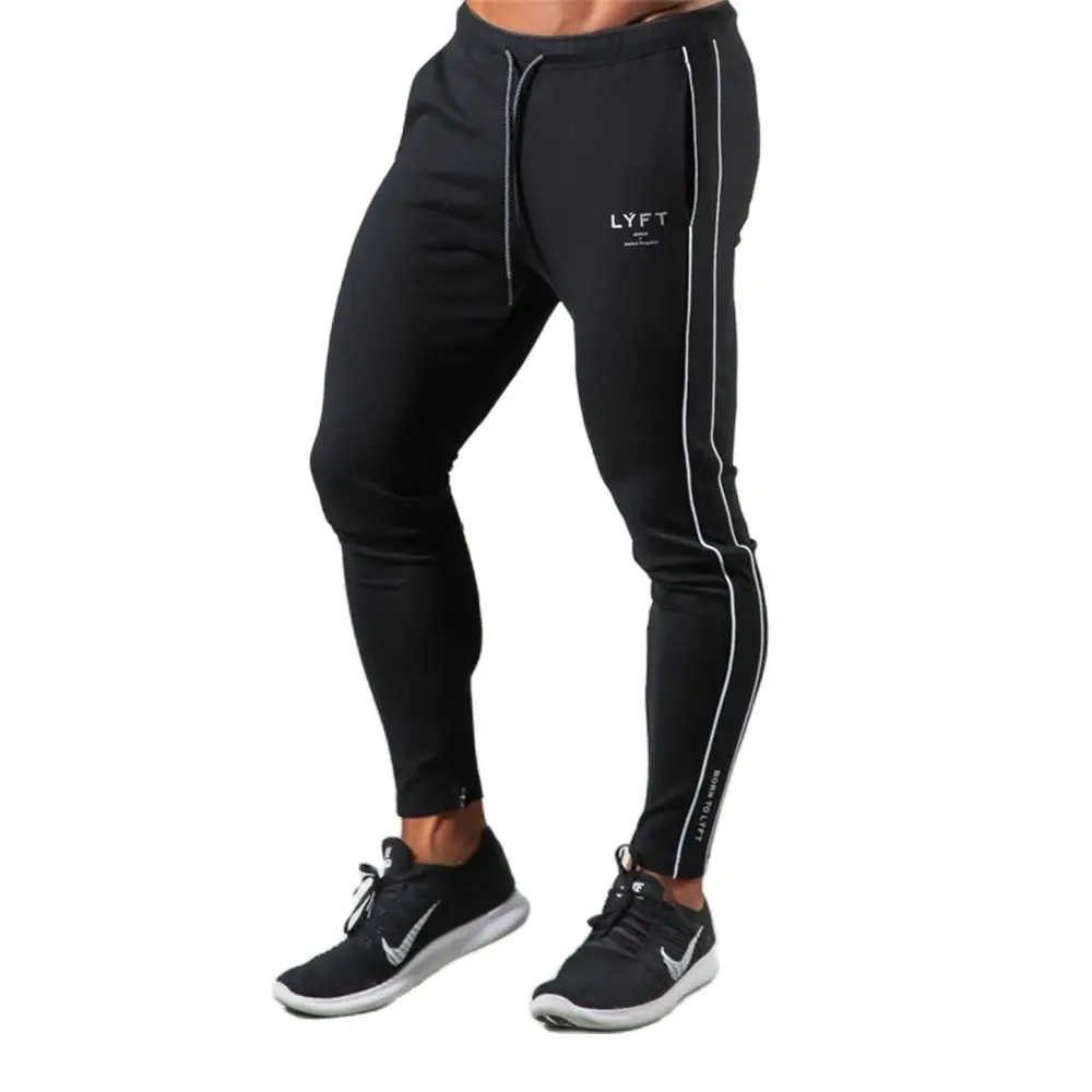 Siyah rahat Pantolon Erkekler Joggers Sweatpants Sonbahar Koşu Spor Eşofman Erkek Gym Fitness Eğitim pamuklu pantolon Dipleri