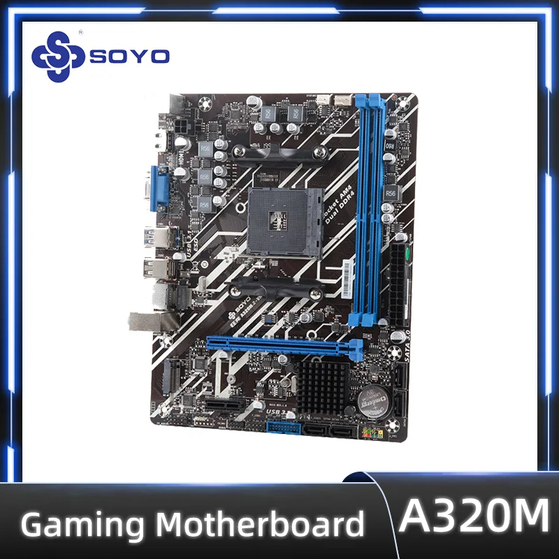 SOYO Tam Yeni Ejderha A320M. 2-VH Oyun Anakart DDR4 Çift Kanallı Bellek Yuvaları 8th APU AMD Ryzen CPU (AMD A320 / AM4 Soket)