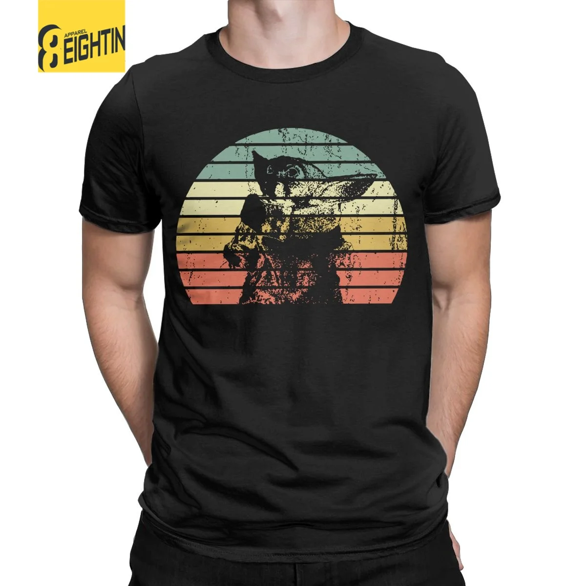 Sunset Star Wars Bebek Yoda Erkek Vintage Unisex Tee Gömlek Kısa Kollu Yuvarlak Boyun Tişört Saf Pamuk Artı Boyutu T Gömlek Giyim