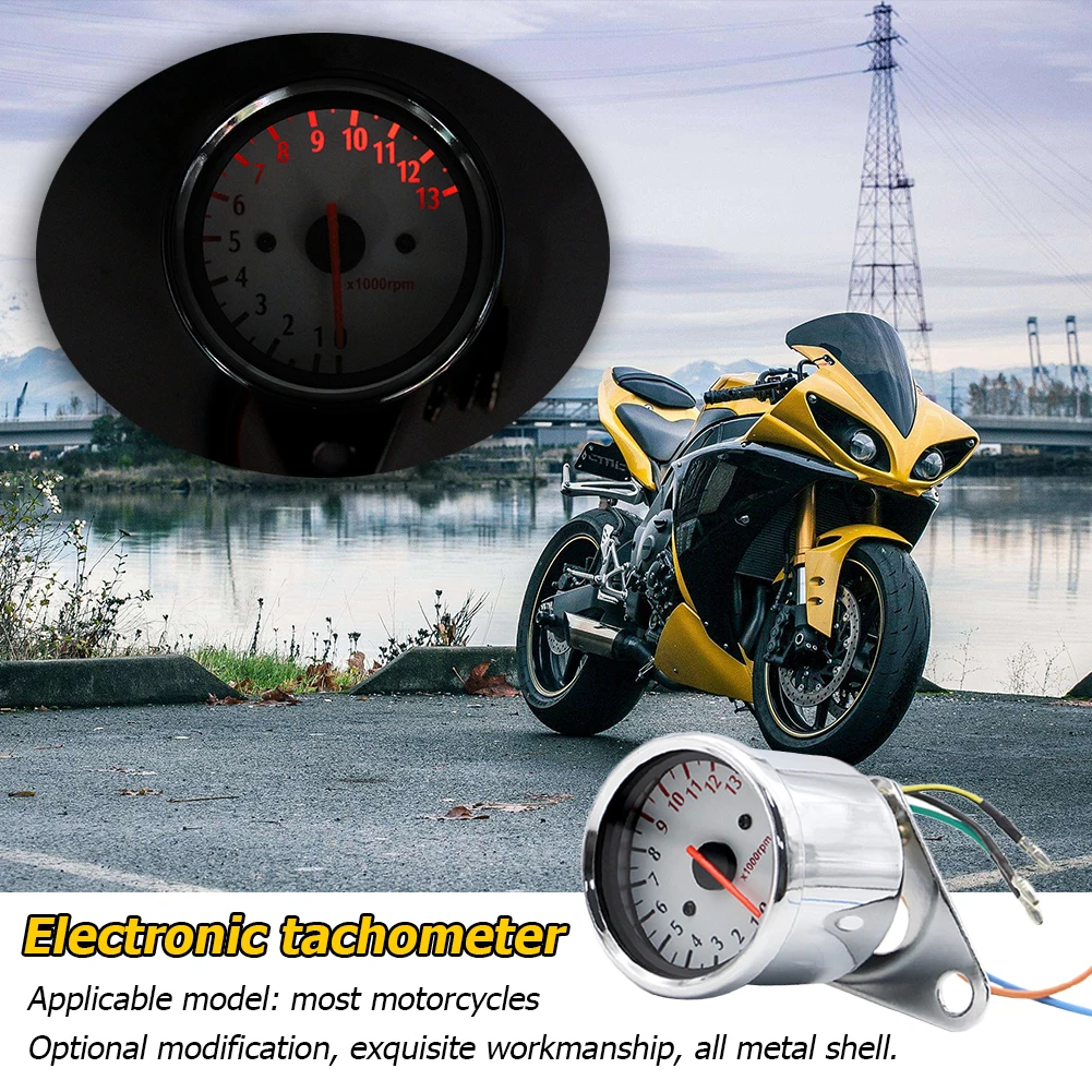 Sıcak Satış Motosiklet Takometre Çok fonksiyonlu Evrensel 12V Motosiklet Takometre 0-13000 RPM Tach İşaretçi Tipi Rev Sayacı