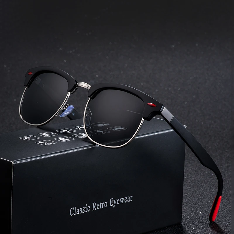 Sıcak Satış Polarize Güneş Gözlüğü Erkekler Kadınlar Klasik Kare Plastik Sürüş güneş gözlüğü Erkek Moda Siyah Tonları UV400 2022 Toptan