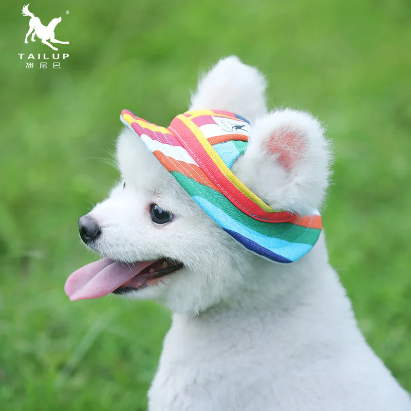 TAILUP Pet Köpek Kedi Kap Köpek Şapka Nefes Yaz Sunhat Bez Örgü Tuval Şapka Küçük Orta Köpekler Kediler için Kapaklar Pet Köpek ürünü