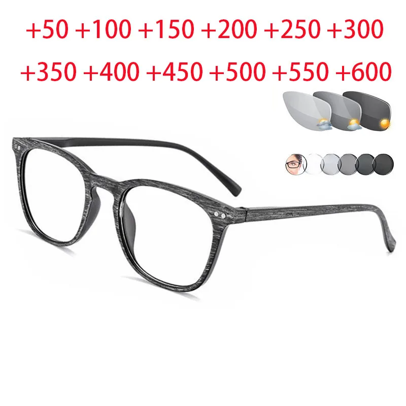 Taklit Ahşap Tahıl Fotokromik okuma gözlüğü Erkekler Presbiyopi Gözlük diyoptriden gözlük Açık Presbiyopi Gözlük Kadınlar