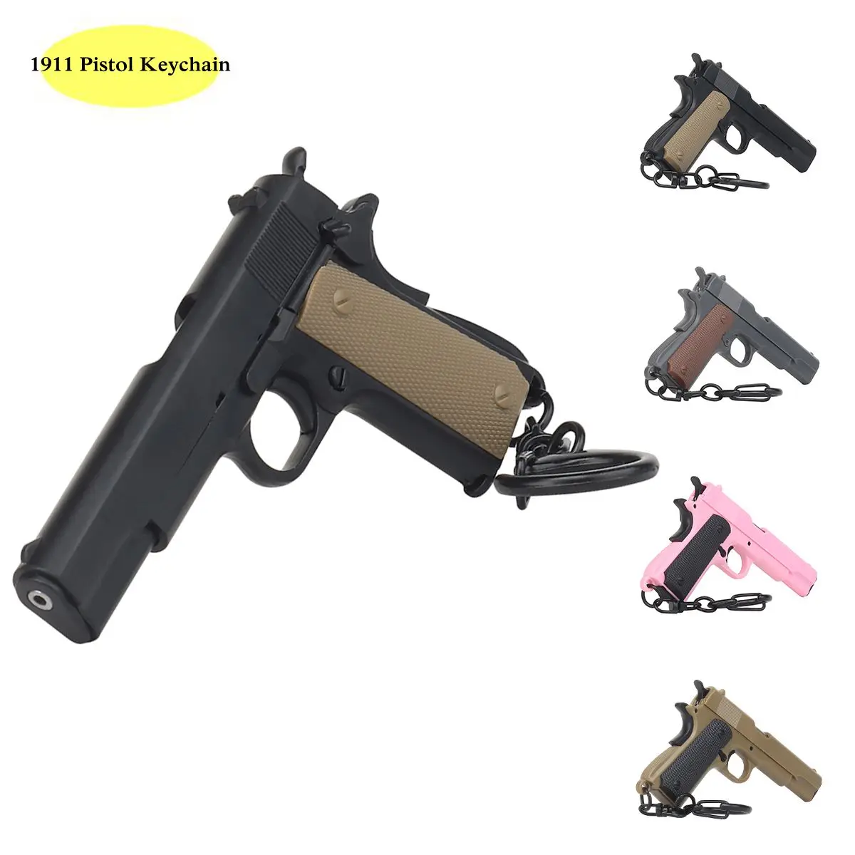 Taktik Tabanca Şekli Anahtarlık Mini Taşınabilir Süslemeleri Ayrılabilir 1911 M92 Silah Silah Anahtarlık Anahtarlık Yüzük