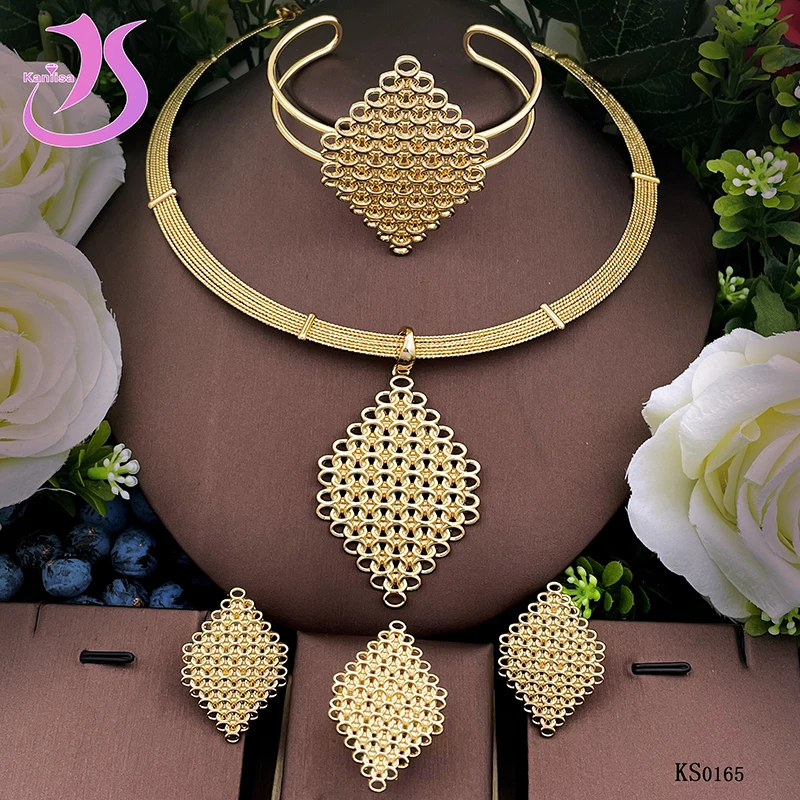 Takı Setleri Kadınlar İçin Pastil Kolye Kolye Earrings18k Altın Kaplama Toptan Takı Setleri Düğün Parti Hediye