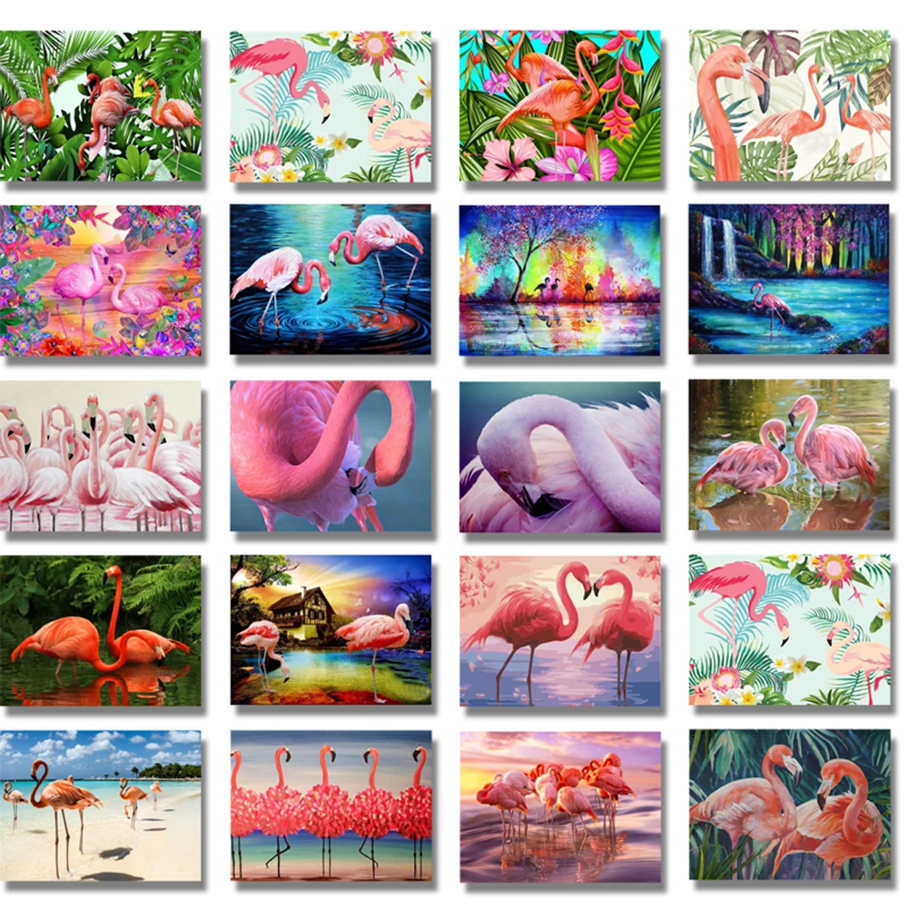Tam Matkap Yuvarlak Elmas Boyama Flamingo Hayvan Nakış Elmas Mozaik Resim Sergisi Kuşlar Elmas Resimleri Sevgilisi Hediye Duvar Sanatı