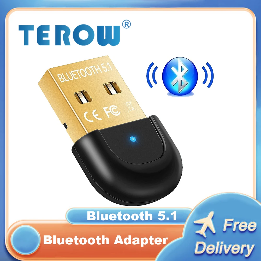 TEROW Bluetooth 5.1 Adaptör Alıcı Dongle USB bluetooth Adaptörü Bilgisayar Kablosuz Bluetooth Ses Alıcısı Verici
