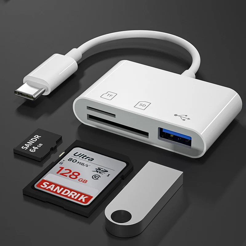 Tip C Kart Okuyucu CF TF SD Hafıza kart okuyucu OTG Yazar Kompakt Flaş USB-C iPad Pro için Huawei Macbook için USB Tip-C Adaptörü