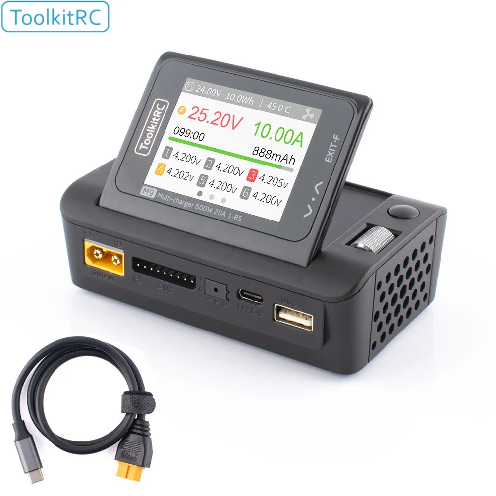ToolkitRC M9 600W USB Hızlı Şarj DC akıllı şarj cihazı Ayarlanabilir Ekran Açısı İçin Ses Fonksiyonu ile 1 - 8S Lipo LiHv life bataryası