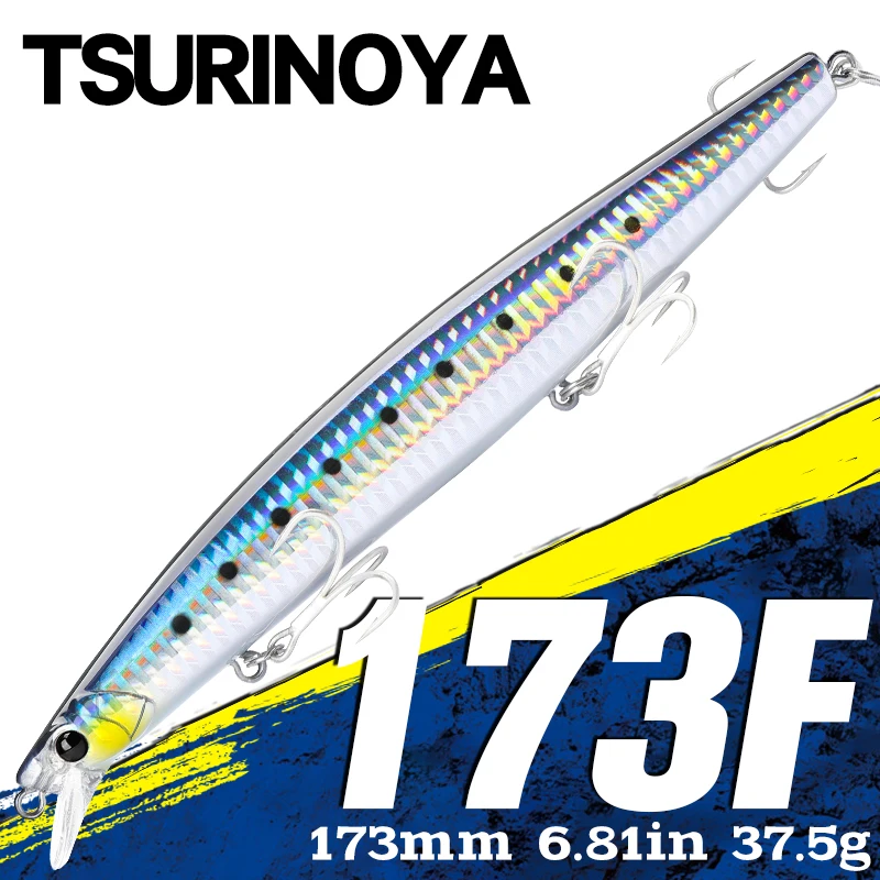 TSURINOYA Ultra uzun Döküm Yüzen Minnow STİNGER 173F 173mm 6.81 in 37.5 g Tuzlu Su Balıkçılık Cazibesi Yapay Büyük Sert Yemler