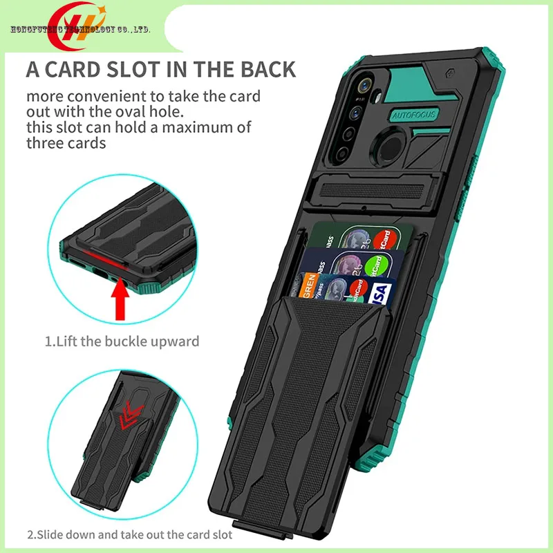 Tutucu kart çantası telefon kılıfı OPPO Realme İçin 5 6i C3 C17 C20 C15 A15 A16 A54 A7 Tamamen Sarılmış Anti Sismik Shaterproof Renk Kapak