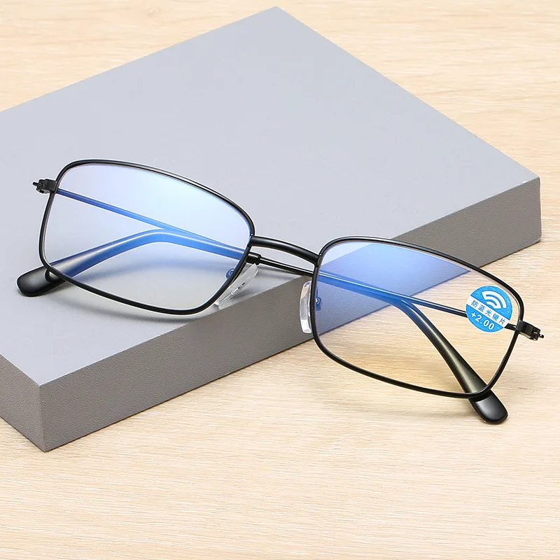 Unisex Metal Tam Çerçeve Anti Mavi Işın okuma gözlüğü Erkekler Kadınlar Bilgisayar Anti Göz Yorgunluğu Presbiyopik Gözlük Gözlük Durumda