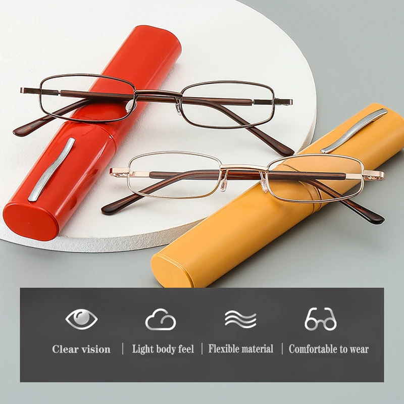 Unisex okuma gözlüğü Taşınabilir okuma gözlüğü Metal Bahar Menteşe Gözlük Görüş Bakımı + 1.00~ + 4.00