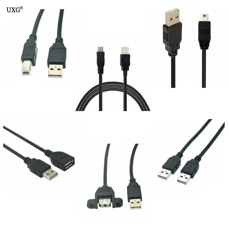 USB 2.0 kablosu 25 cm 0.5 M 1 M 1.5 M 2 M 3 M 5 M USB 2.0 Erkek Kadın / Mikro usb / Mini USB / USB-B