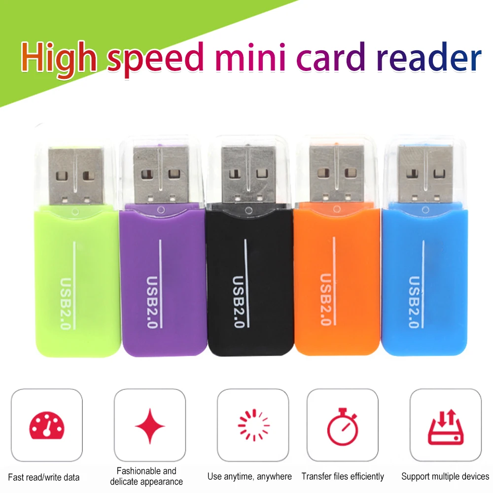 USB 2.0 Mikro SD TF kart okuyucu Evrensel Flash Bellek kart okuyucu Mini Taşınabilir Adaptör Bilgisayar Laptop İçin Rastgele Renk